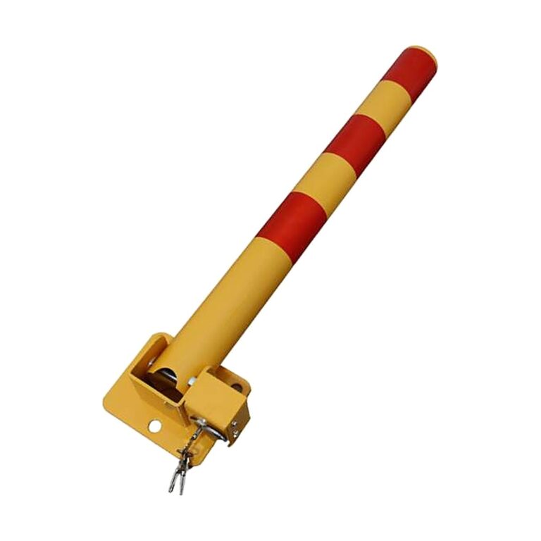 עמוד חניה מתקפל עם מנעול מובנה, צהוב עם פסים אדומים